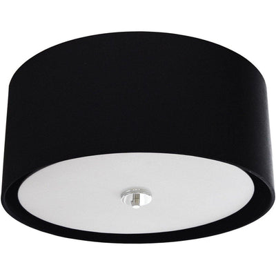 Polished Chrome with Round Fabric Shade Flush Mount - LV LIGHTING