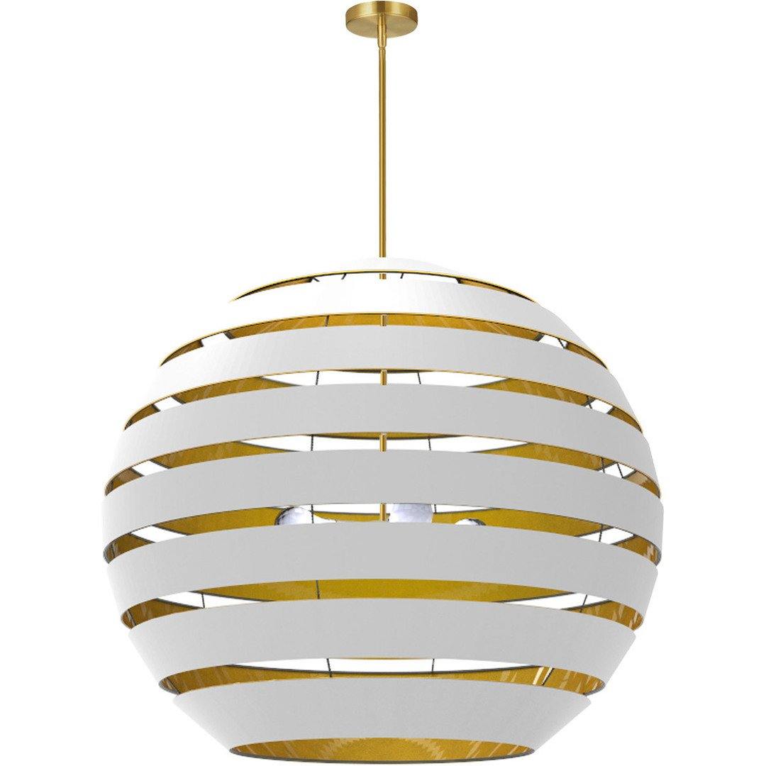 Steel with Hollaw Fabric Sphere Shade Chandelier - LV LIGHTING