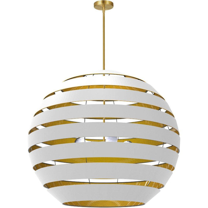 Steel with Hollaw Fabric Sphere Shade Chandelier - LV LIGHTING
