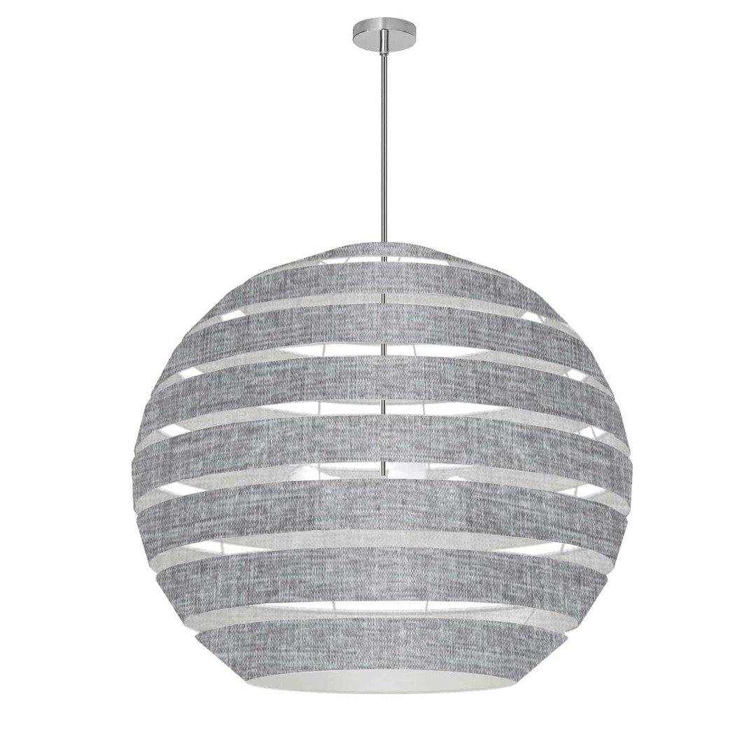 Steel with Hollaw Fabric Sphere Shade Chandelier - LV LIGHTING