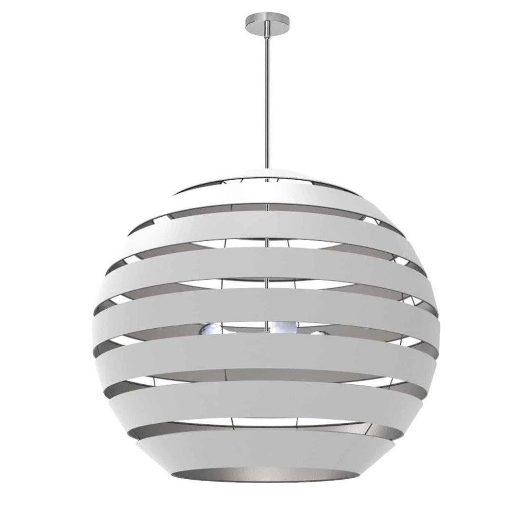 Steel with Hollaw Fabric Sphere Shade Chandelier - LV LIGHTING