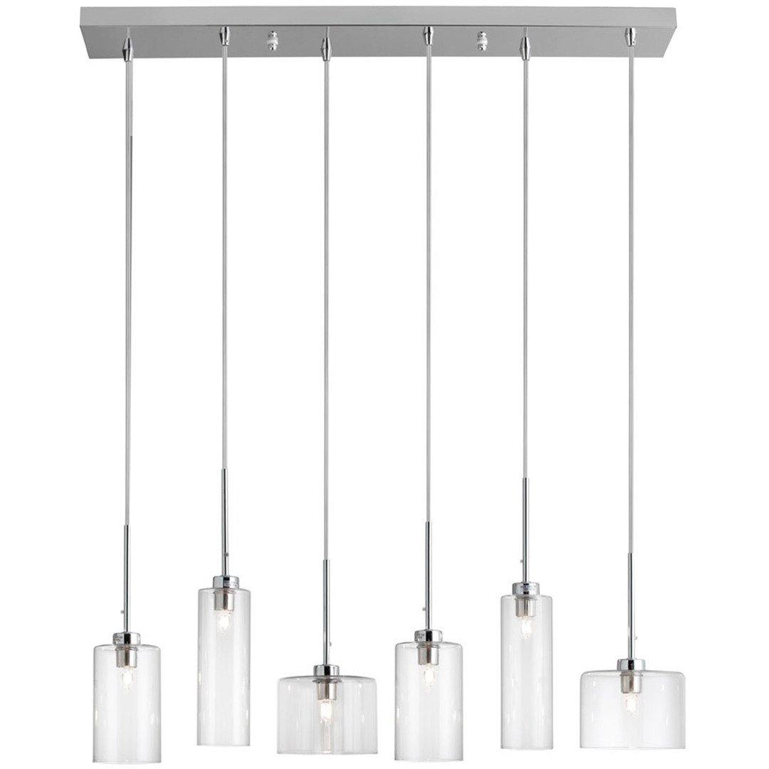 LED Polished Chrome with Clear Cylindrical Glass Shade Linear Pendant - LV LIGHTING