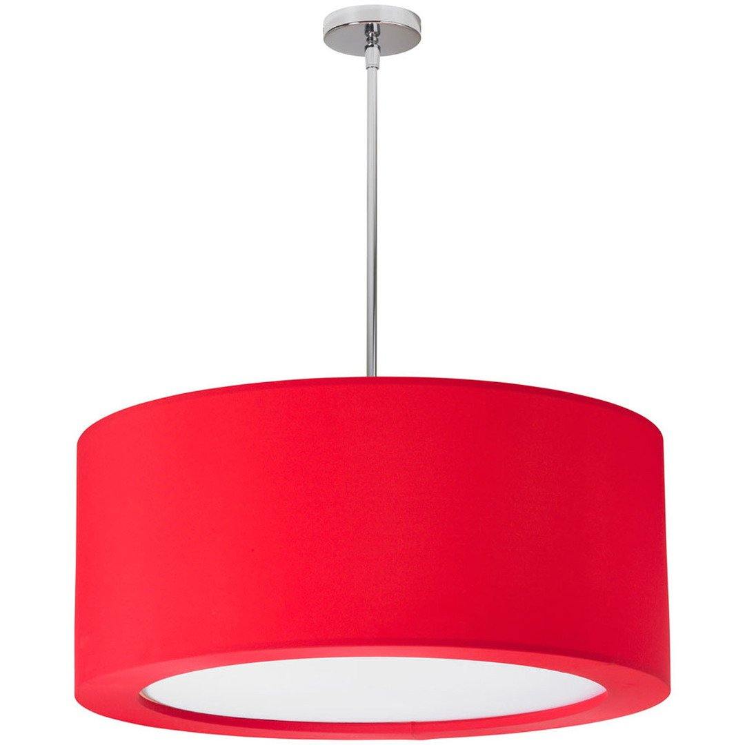 Polished Chrome with Red Facbric Drum Shade Chandelier - LV LIGHTING