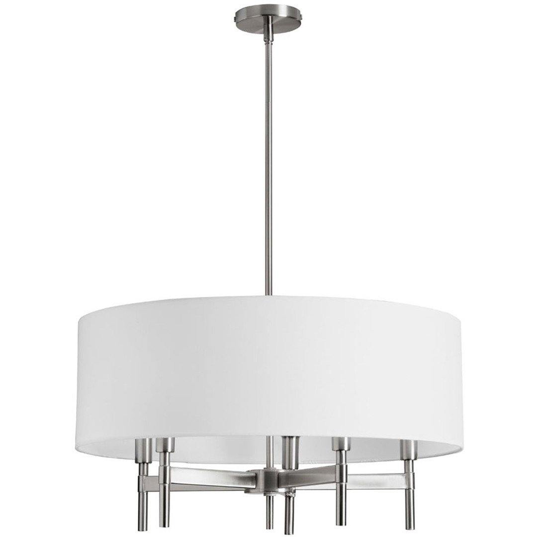 Satin Chrome with White Fabric Shade Chandelier - LV LIGHTING