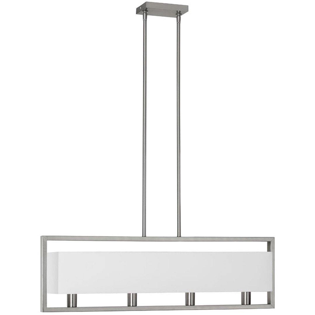 Satin Chrome Frame with Rectangular Fabric Shade Linear Pendant - LV LIGHTING
