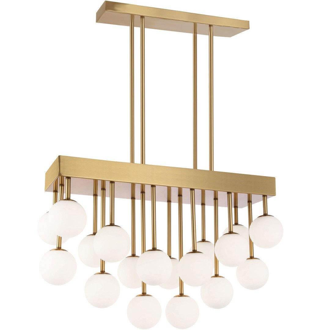 Aged Brass with Frosted Glass Globe Linear Pendant - LV LIGHTING