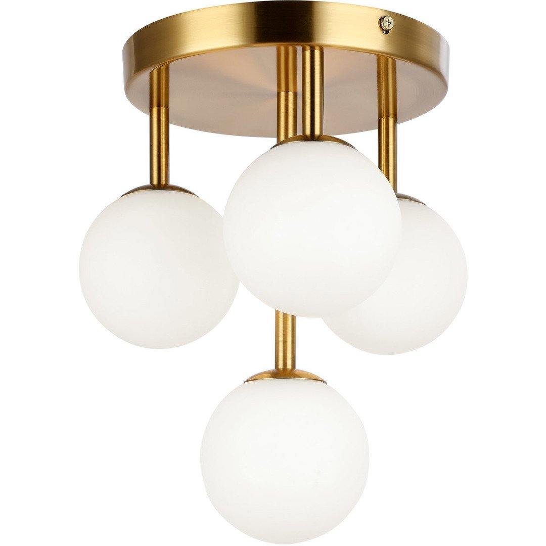 Steel with Frosted Glass Globe Flush Mount - LV LIGHTING