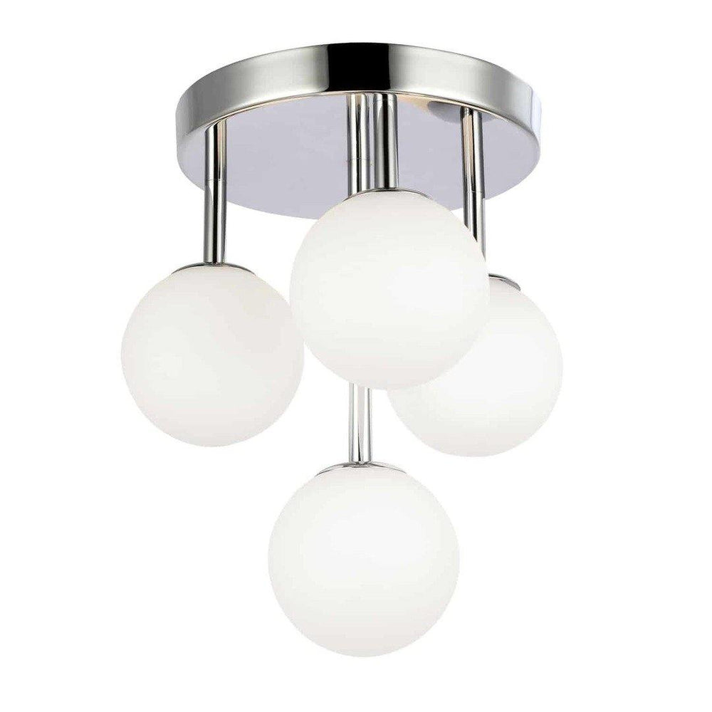 Steel with Frosted Glass Globe Flush Mount - LV LIGHTING