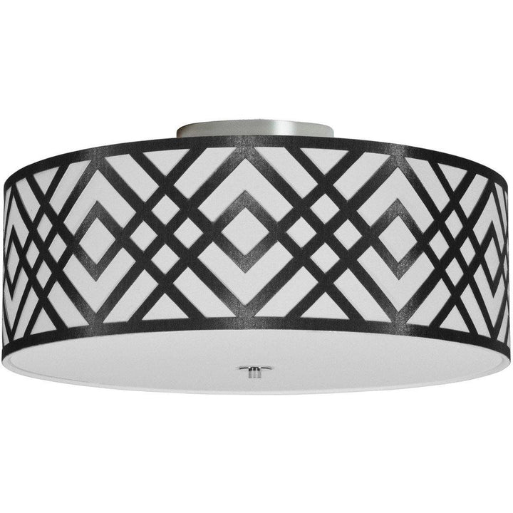 Steel with Fabric Drum Shade Flush Mount - LV LIGHTING