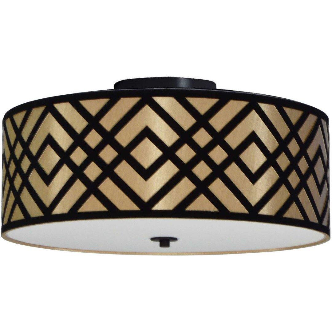 Steel with Fabric Drum Shade Flush Mount - LV LIGHTING