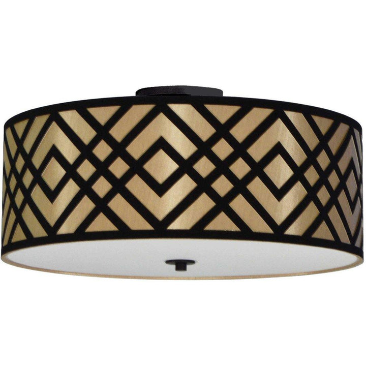 Steel with Fabric Drum Shade Flush Mount - LV LIGHTING