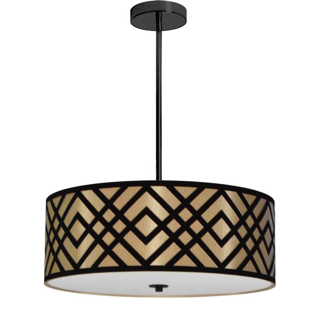 Steel with Fabric Drum Shade Pendant - LV LIGHTING