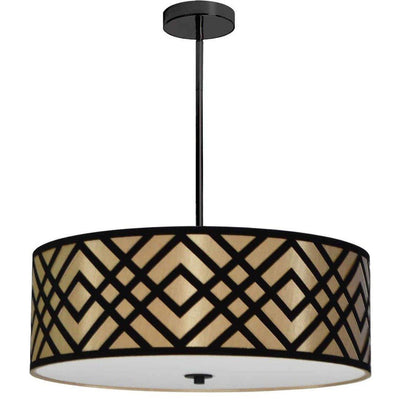 Steel with Fabric Drum Shade Pendant - LV LIGHTING