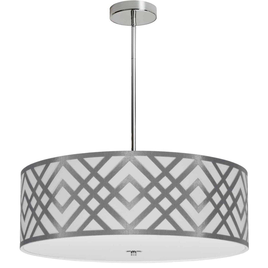 Steel with Fabric Drum Shade Pendant - LV LIGHTING