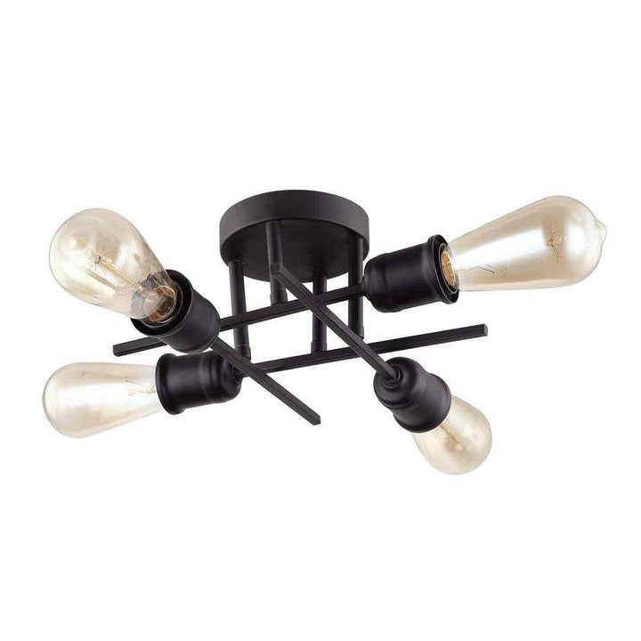 Steel with Visible Light Bulb Semi Flush Mount - LV LIGHTING