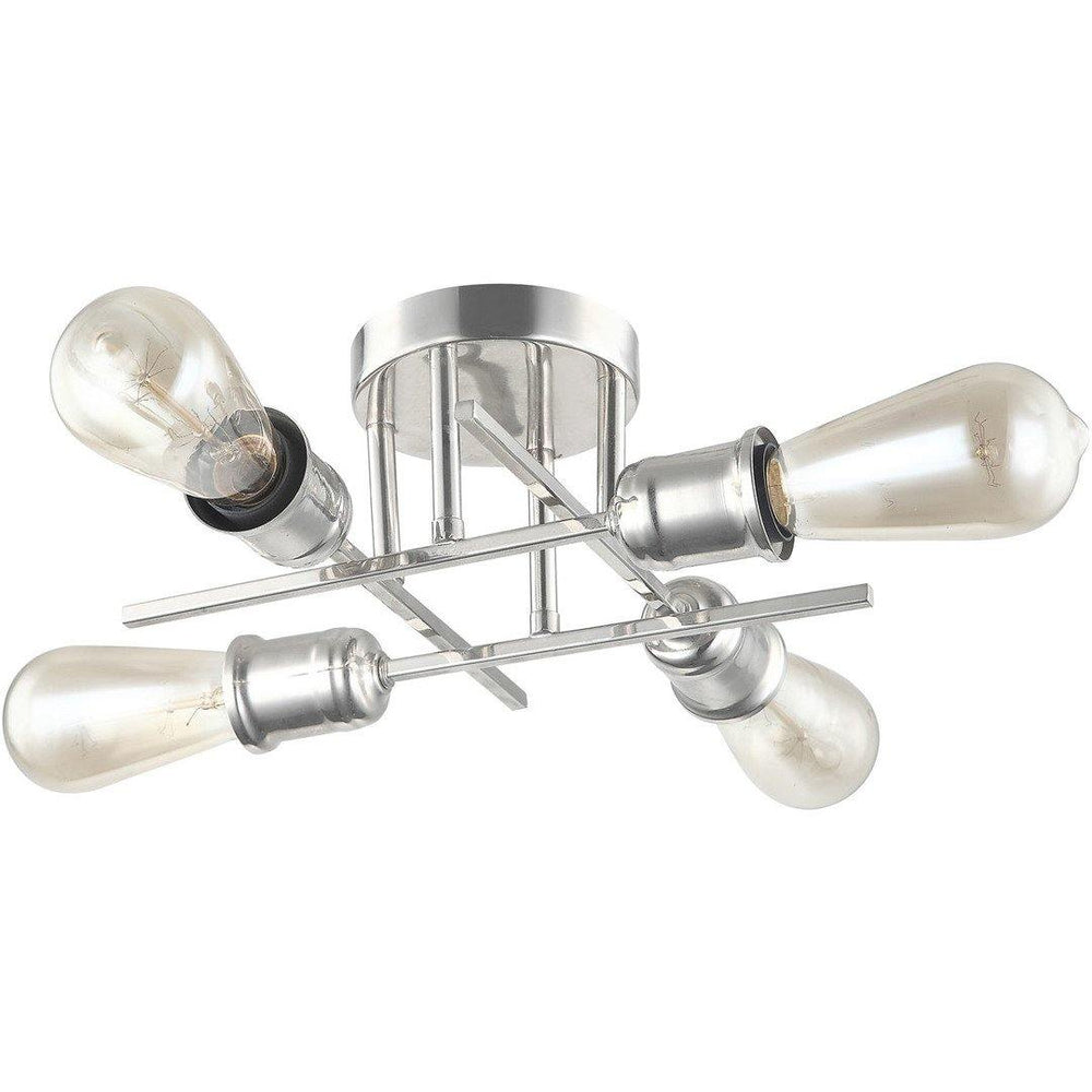 Steel with Visible Light Bulb Semi Flush Mount - LV LIGHTING