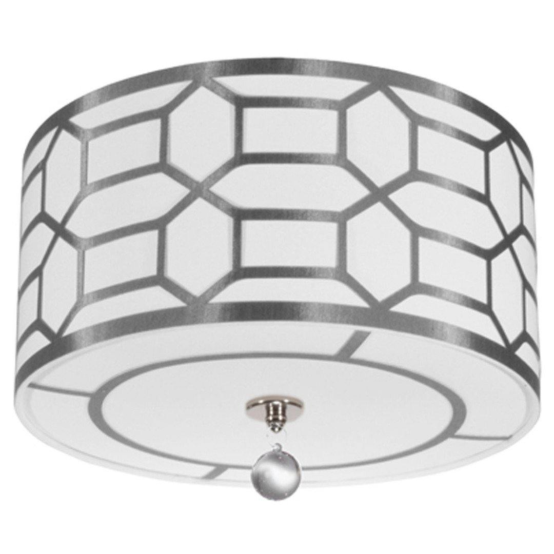 Polished Chrome with Patterned Fabric Shade Flush Mount - LV LIGHTING