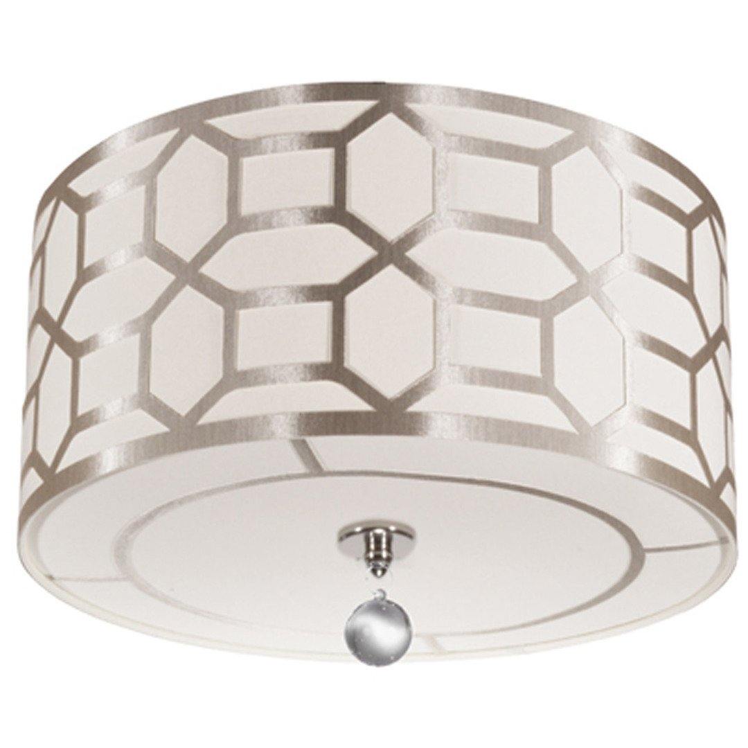 Polished Chrome with Patterned Fabric Shade Flush Mount - LV LIGHTING