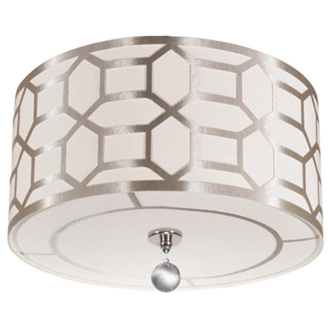 Polished Chrome with Patterned Fabric Shade Flush Mount - LV LIGHTING