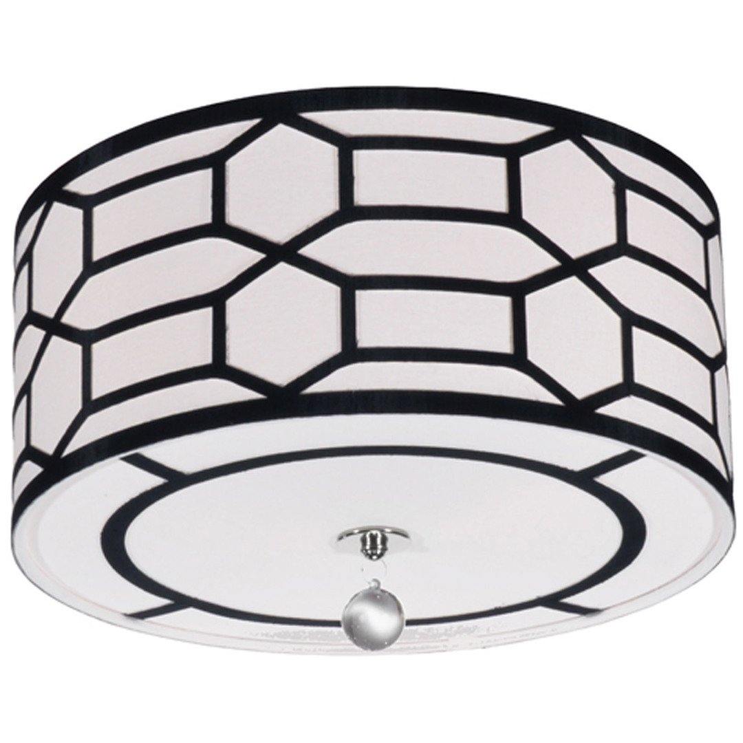 Polished Chrome with Patterned Fabric Shade Flush Mount - LV LIGHTING