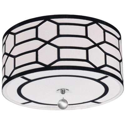 Polished Chrome with Patterned Fabric Shade Flush Mount - LV LIGHTING