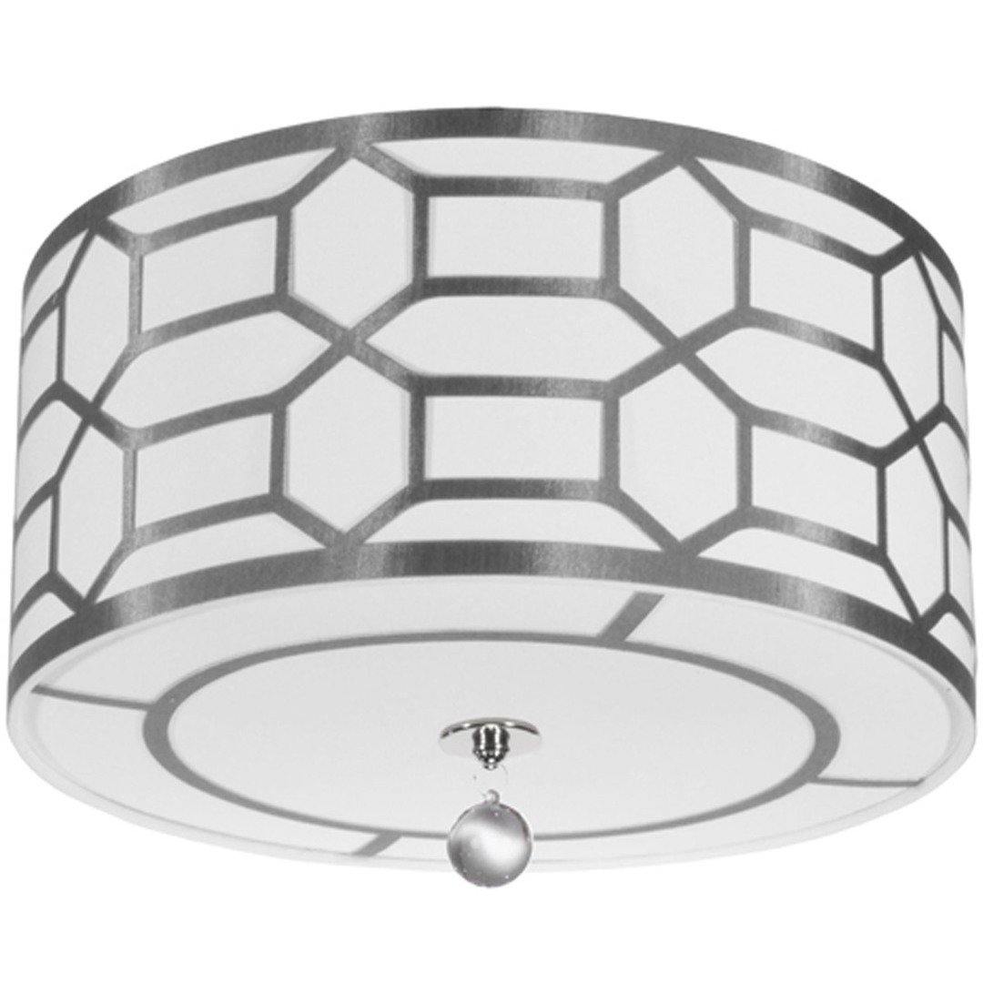 Polished Chrome with Patterned Fabric Shade Flush Mount - LV LIGHTING