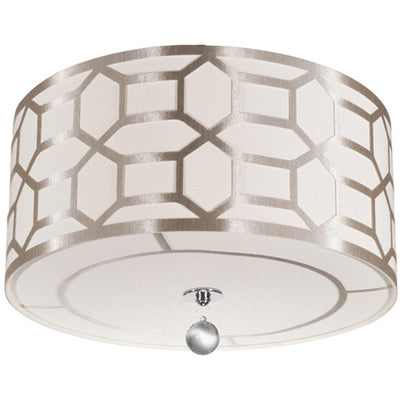 Polished Chrome with Patterned Fabric Shade Flush Mount - LV LIGHTING