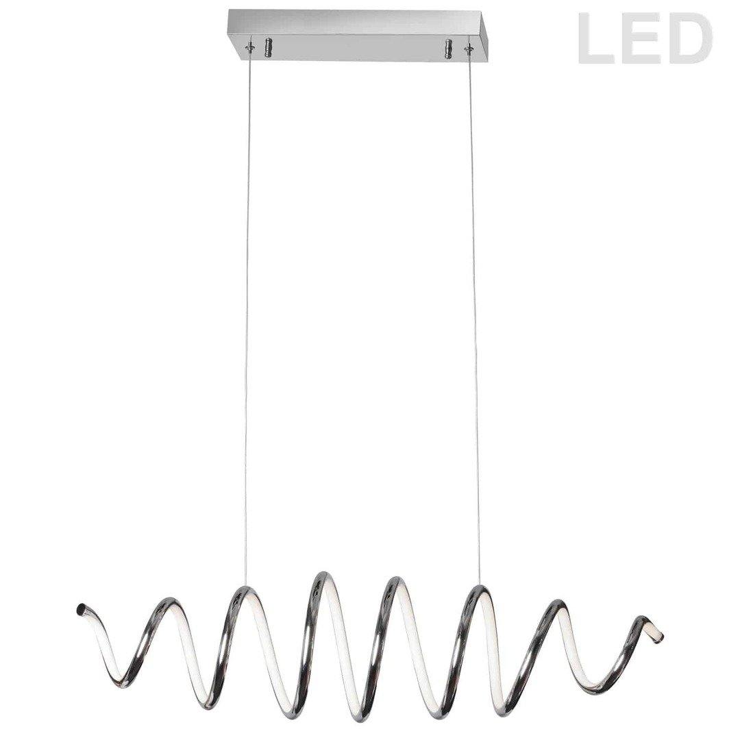LED Polished Chrome Twisted Linear Pendant - LV LIGHTING