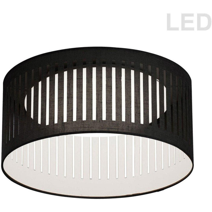LED Steel with Slit Fabric Drum Shade Flush Mount - LV LIGHTING
