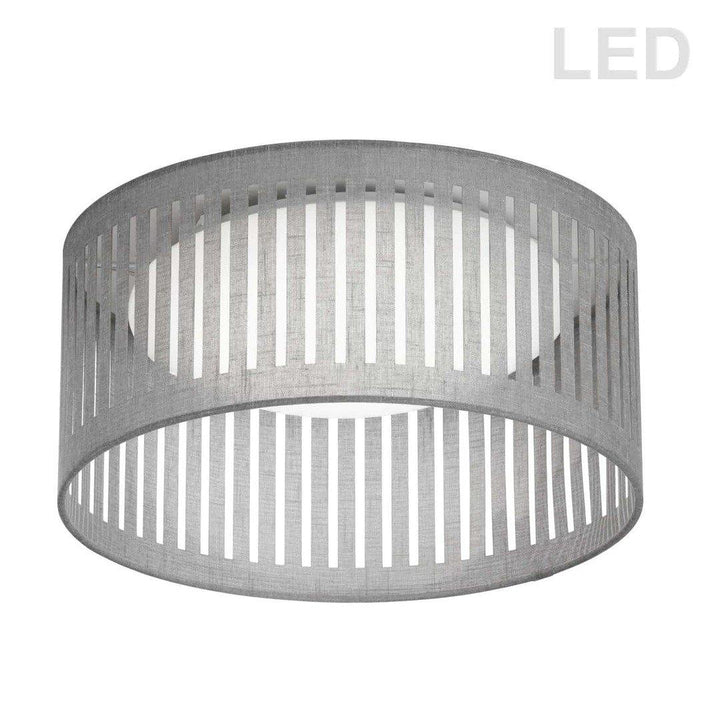 LED Steel with Slit Fabric Drum Shade Flush Mount - LV LIGHTING