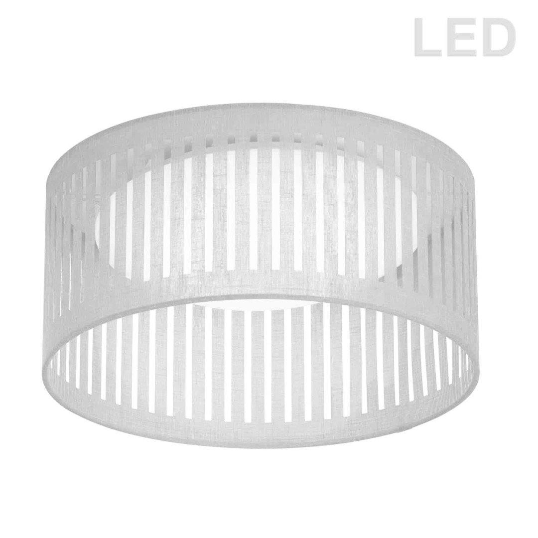 LED Steel with Slit Fabric Drum Shade Flush Mount - LV LIGHTING