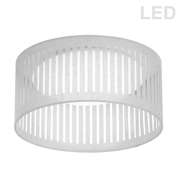 LED Steel with Slit Fabric Drum Shade Flush Mount - LV LIGHTING