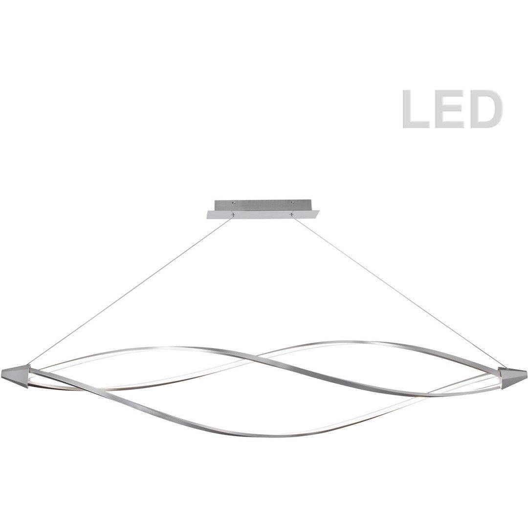 LED Satin Chrome with Twisted Frame Linear Pendant - LV LIGHTING