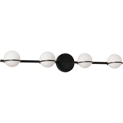 Steel with White Glass Globe Vanity Light - LV LIGHTING