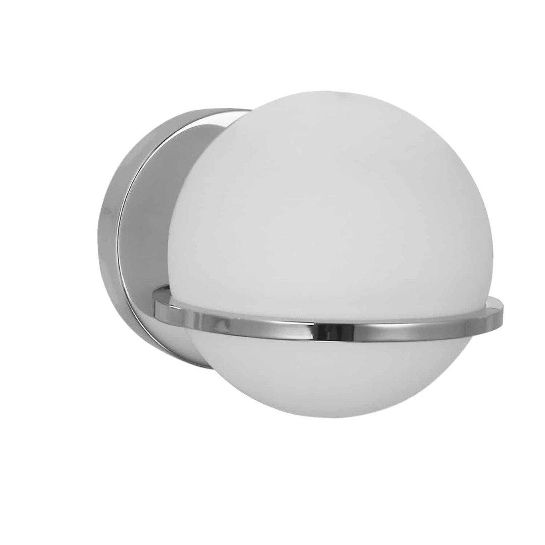 Steel with White Globe Glass Shade Wall Sconce - LV LIGHTING