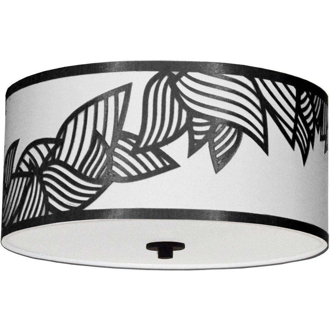 Polished Chrome with Leaf Patterned Fabric Shade Flush Mount - LV LIGHTING