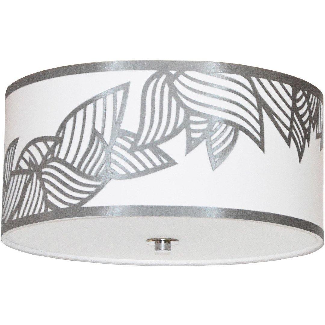 Polished Chrome with Leaf Patterned Fabric Shade Flush Mount - LV LIGHTING