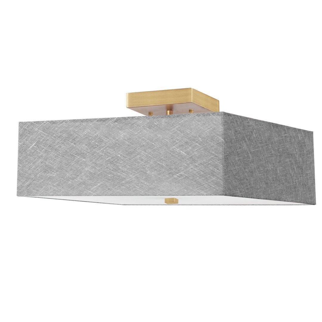 Steel with Square Fabric Shade Semi Flush Mount - LV LIGHTING