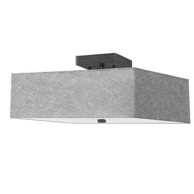 Steel with Square Fabric Shade Semi Flush Mount - LV LIGHTING