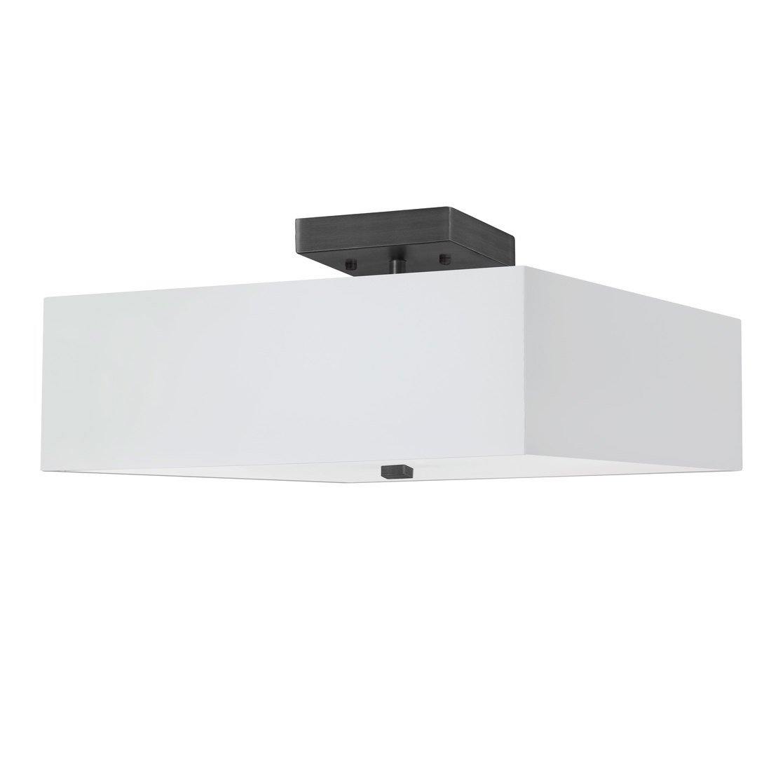 Steel with Square Fabric Shade Semi Flush Mount - LV LIGHTING