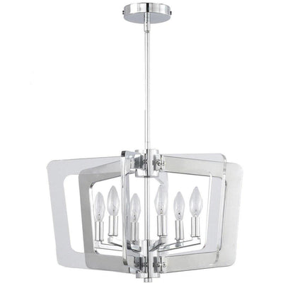 Polished Chrome with Clear Crylic Frame Chandelier - LV LIGHTING