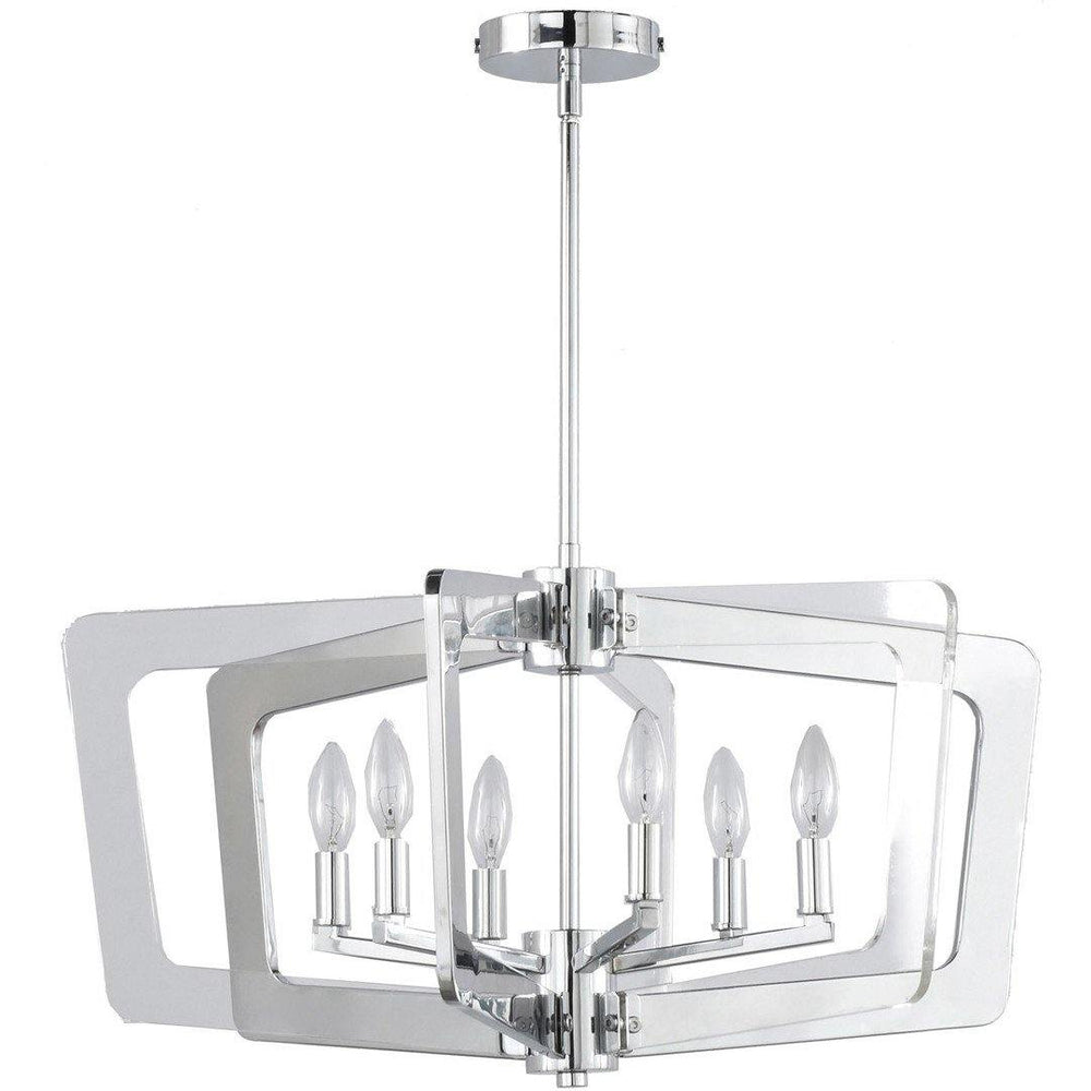 Polished Chrome with Clear Crylic Frame Chandelier - LV LIGHTING