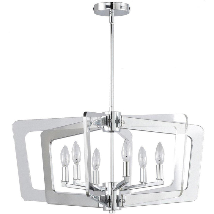 Polished Chrome with Clear Crylic Frame Chandelier - LV LIGHTING