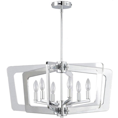 Polished Chrome with Clear Crylic Frame Chandelier - LV LIGHTING