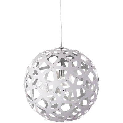 Polished Chrome with White on Silver Open Shade Pendant - LV LIGHTING