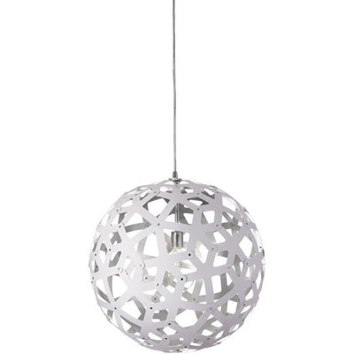 Polished Chrome with White on Silver Open Shade Pendant - LV LIGHTING