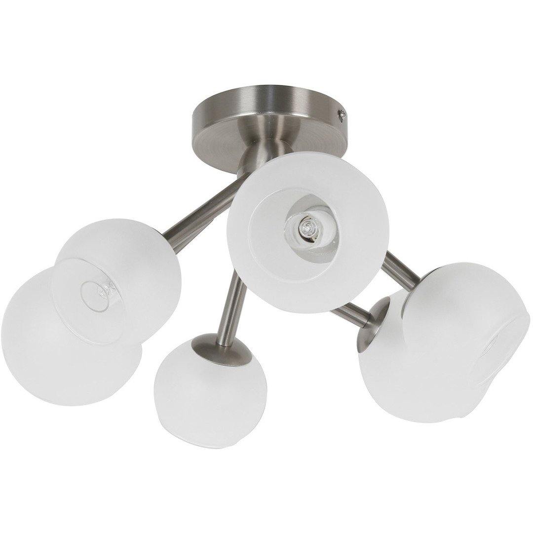 Satin Chrome with Matte White Glass Shade Flush Mount - LV LIGHTING