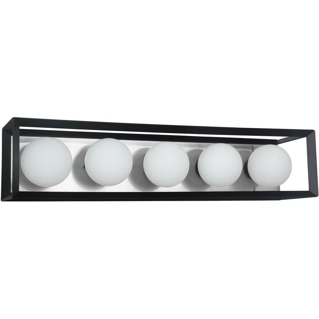 Black with Polished Chrome with White Glass Globe Vanity Light - LV LIGHTING