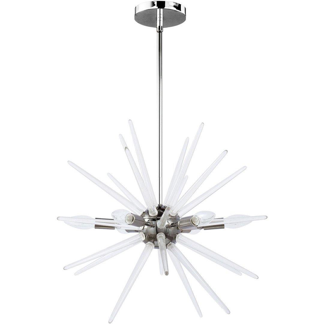 Polished Chrome with Clear Acrylic Rod Burst Chandelier - LV LIGHTING