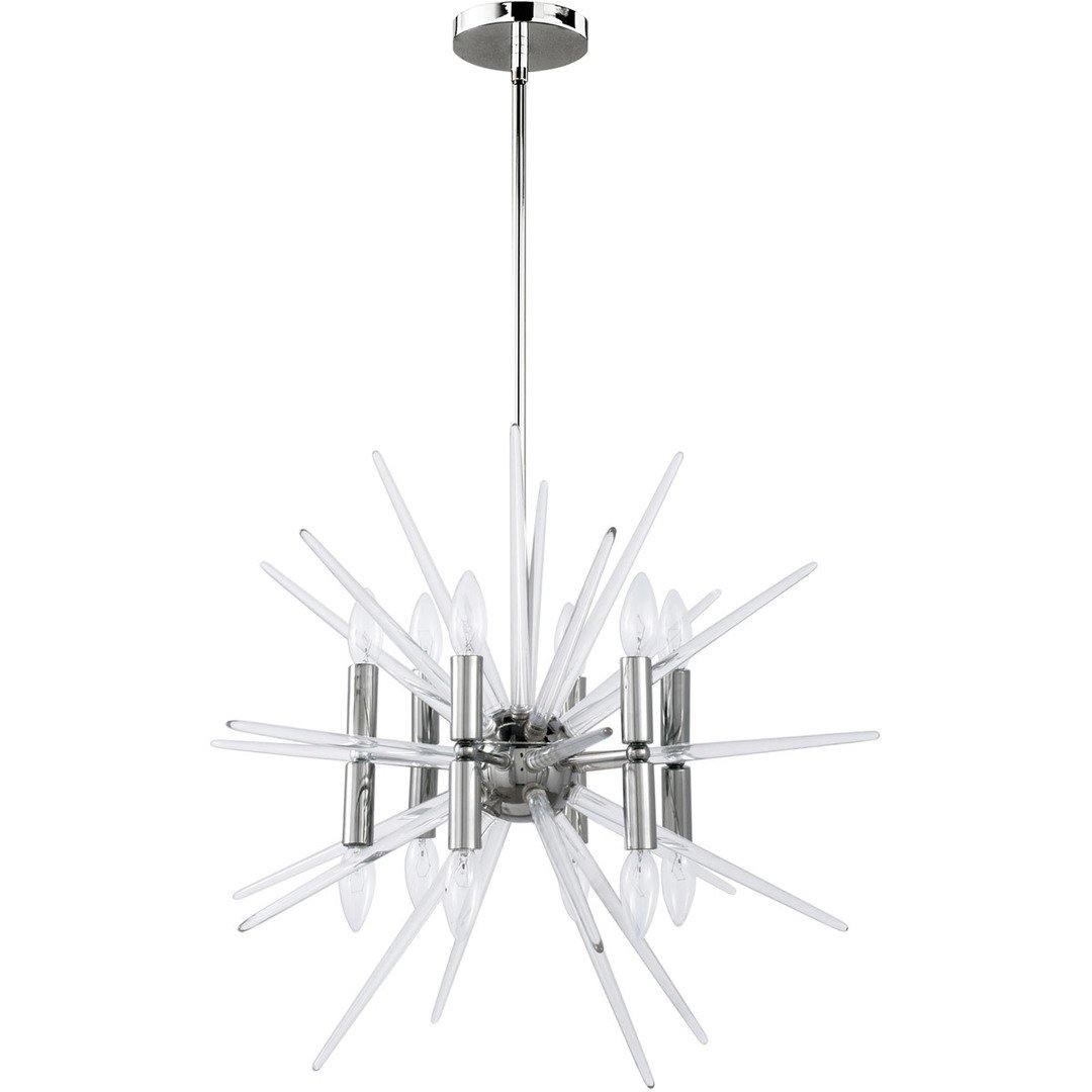 Polished Chrome with Clear Acrylic Rod Burst Chandelier - LV LIGHTING